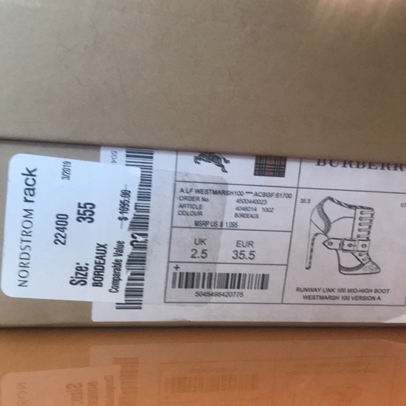 BURBERRY AUTHENTIC, SIZE 35.5 (5.5) high hill 4” - Picture 13 of 13